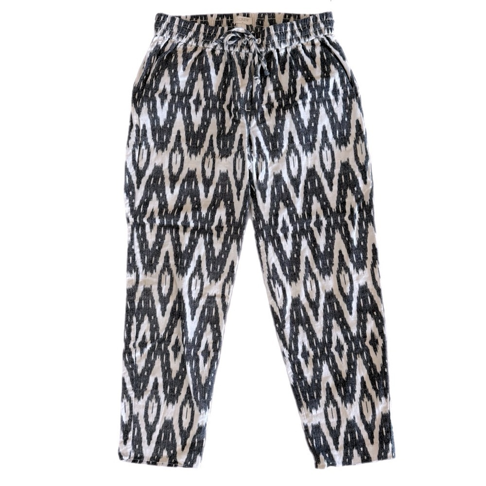 NWOT J.Crew Geometric Print Linen Blend Pull-on Casual Pants Size 0